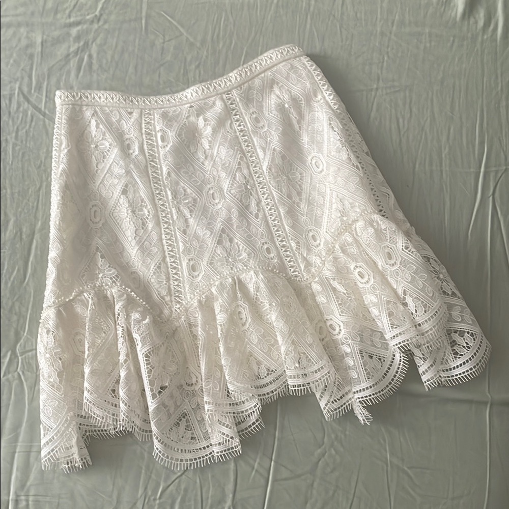 Alexis, Elegant White Lace Skirt, S